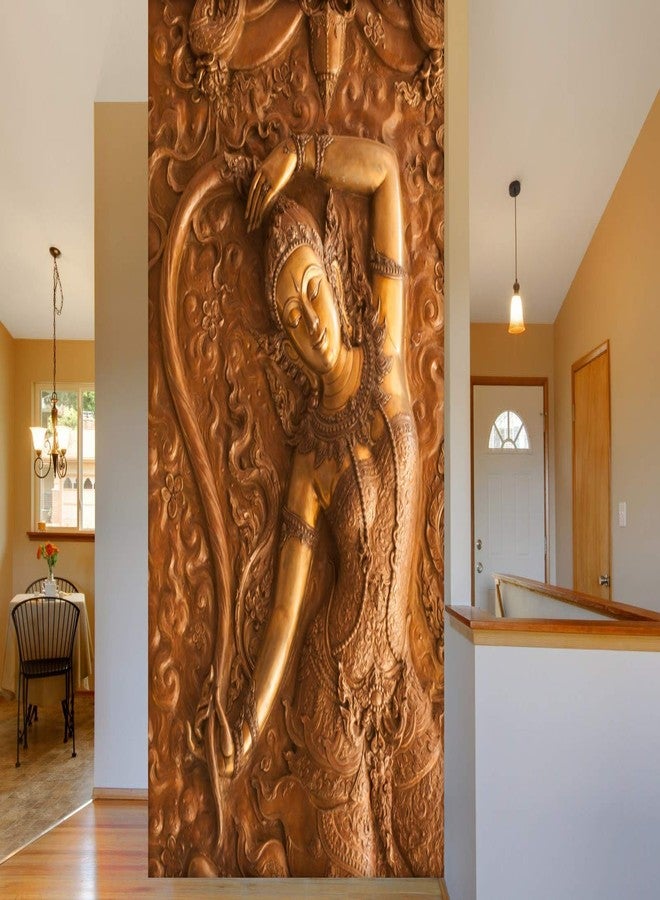 999Store 3D Print Latest Door Living Room Bed Room Home Hall Wall Stickers Sheet roll Mural Wallpaper 3D Golden Dancing Women Mural wallpaper for walls bedroom full wall ( Vinyl Self Adhesive 24X36 Inches ) NonW230990 - Image 1